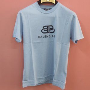 Balenciaga Shirts Logo Print Baby Blue Tshirt Poshmark